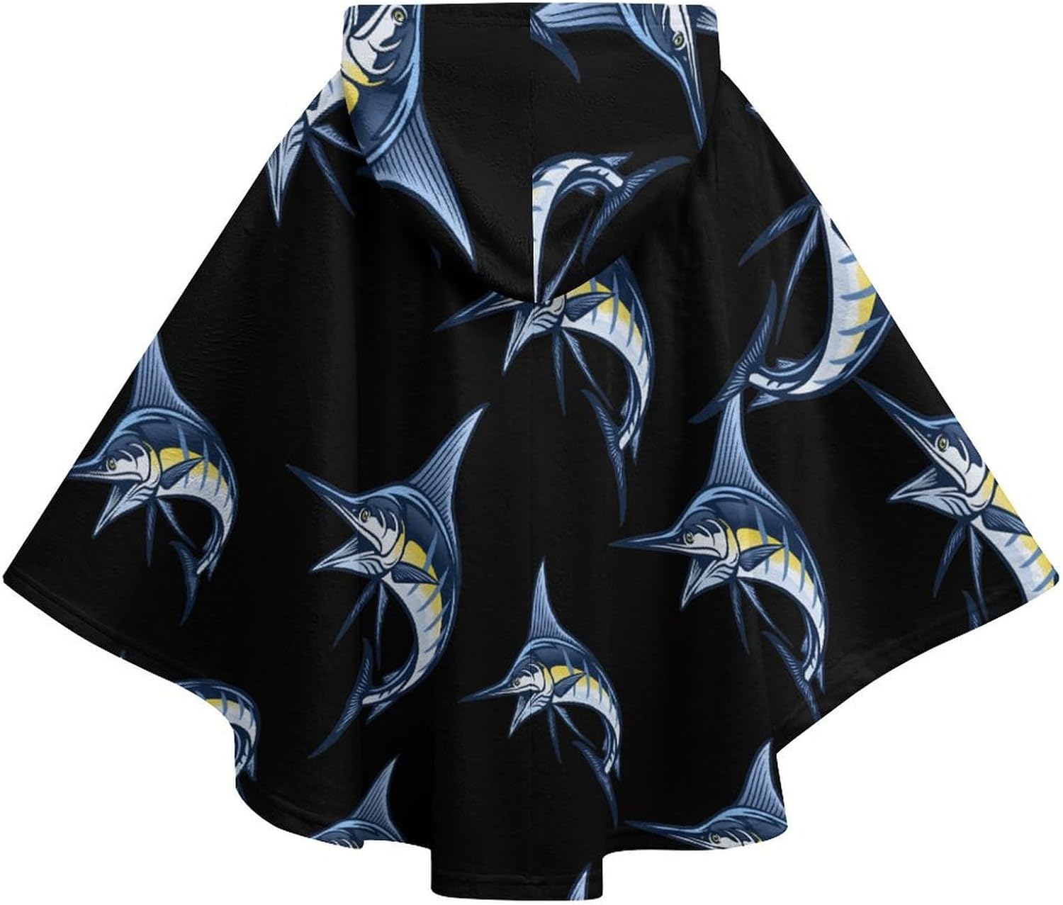 Marlin Fish Wearable Blanket with Hooded Flannel Blankets Cape with Pocket