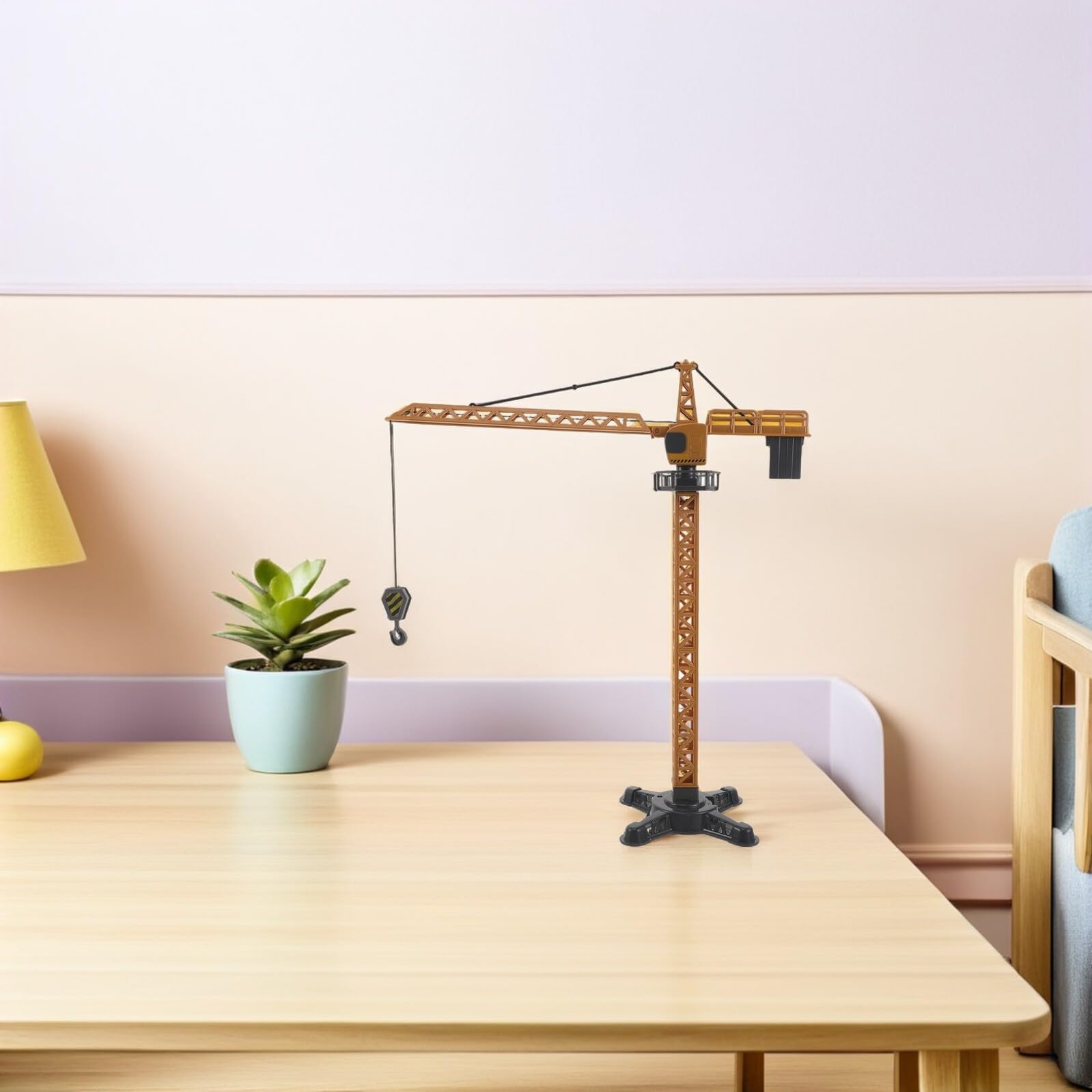 Gru a Torre Giocattolo in Plastica 41 Cm Sollevamento Manuale, Veicolo da Costruzione Educativo, Gioco per Sviluppo Abilità Motorie e Creatività