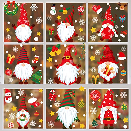 xiaozhifu autocollants de noël autocollants adhésifs pour fenêtre, 9 noël chat fenêtre décoration de noël bureau à domicile salle de classe fête à thème de noël… Cover