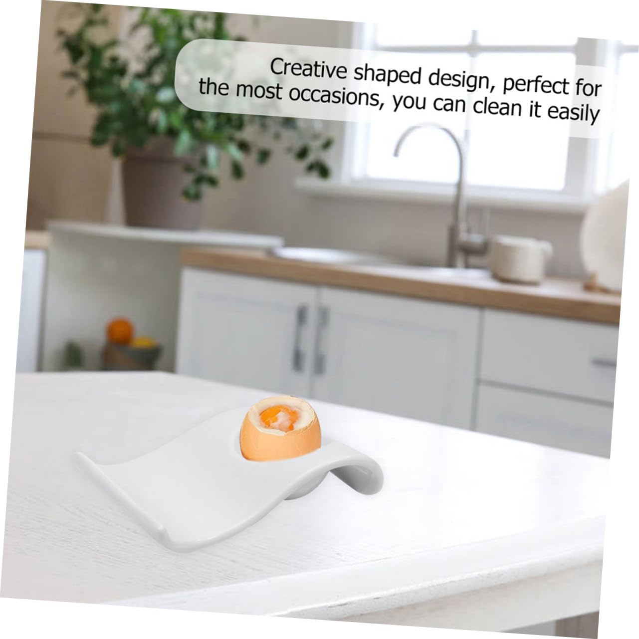 iplusmile Supports à Œufs en Céramique Blanc 6 Pièces, Porte-œufs Modernes et Élégants pour Petit-déjeuner, Plateau de Service pour Œufs Durs