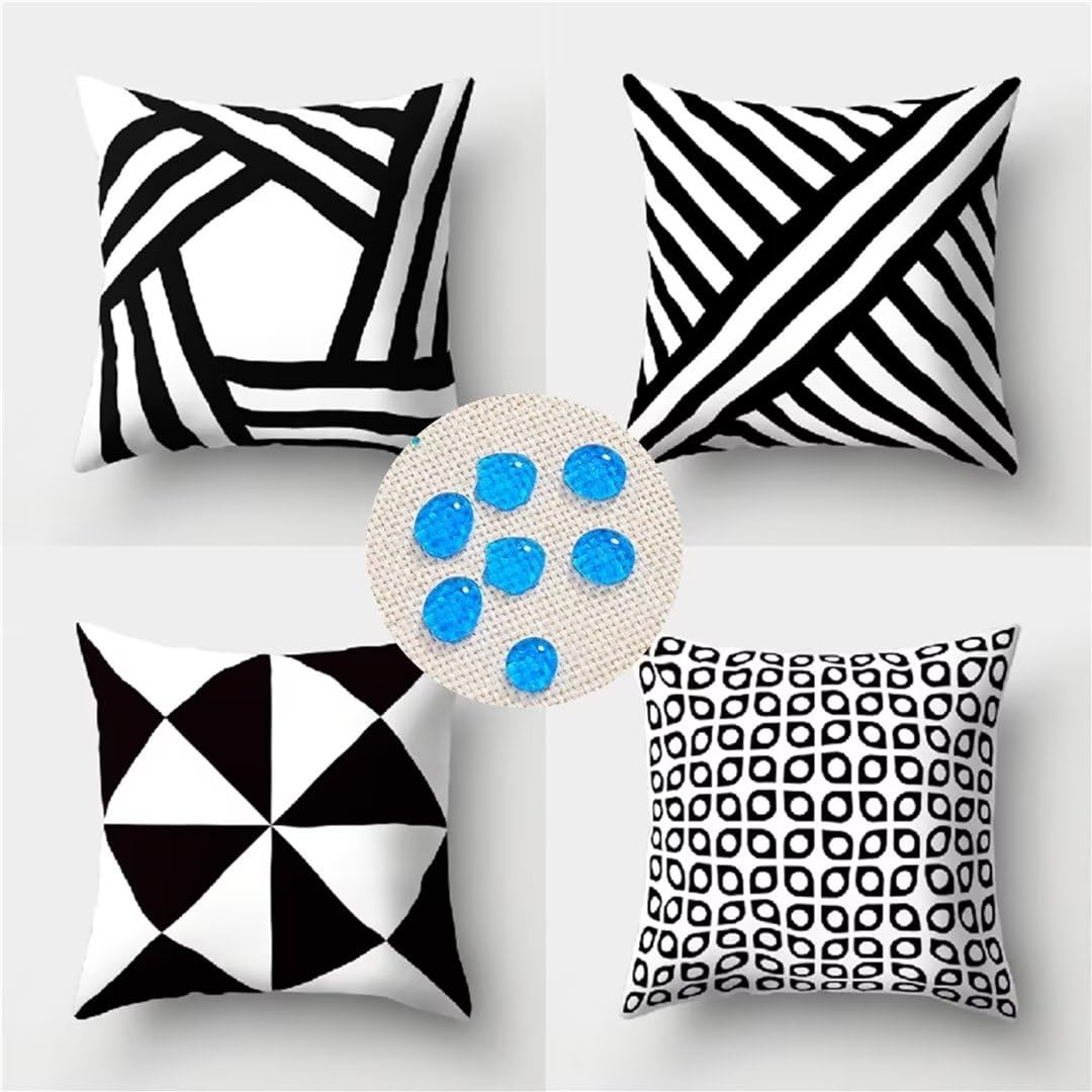 Fodere Cuscini Impermeabili 60x60cm Set di 4 Federe per Cuscini Linea Nera Stampa a Doppia Faccia Cuscini Divano Decorativa Copricuscini Divano in Lino per Divano Outdoor Home Office Car Decor A213