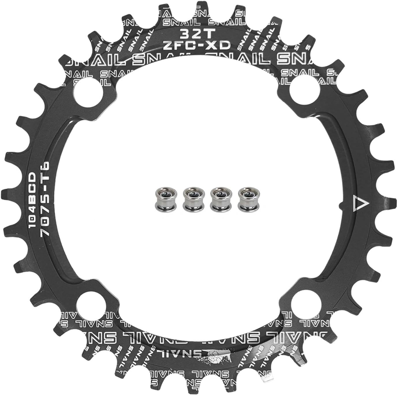 FOMTOR 104 BCD Chainring 32T 7-12 Speed Compatible CNC 7075 Aluminum Narrow Wide Tooth Round Chainrings for MTB/Road Bike Ebike Chainwheel Black — image 1