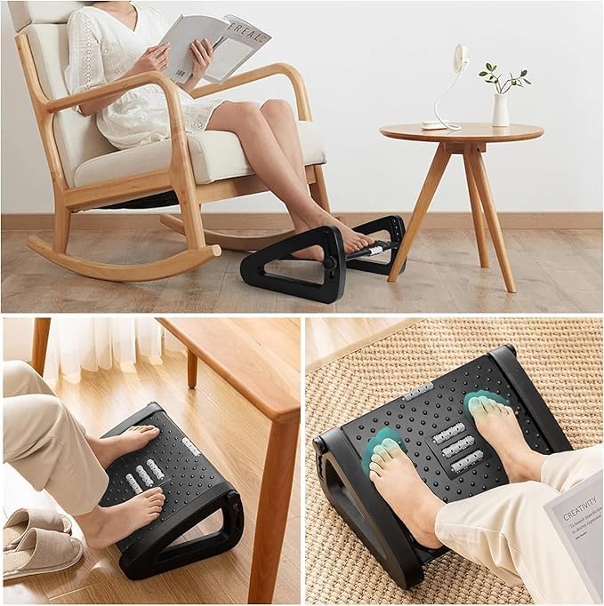 Portable foot footrest, desk roller massage adjustable height for office home travel non-slip foot stool, leg, knee and back pain easy Portable foot footrest, desk roller massage adjustable height for office home travel non-slip foot stool, leg, knee and back pain easy