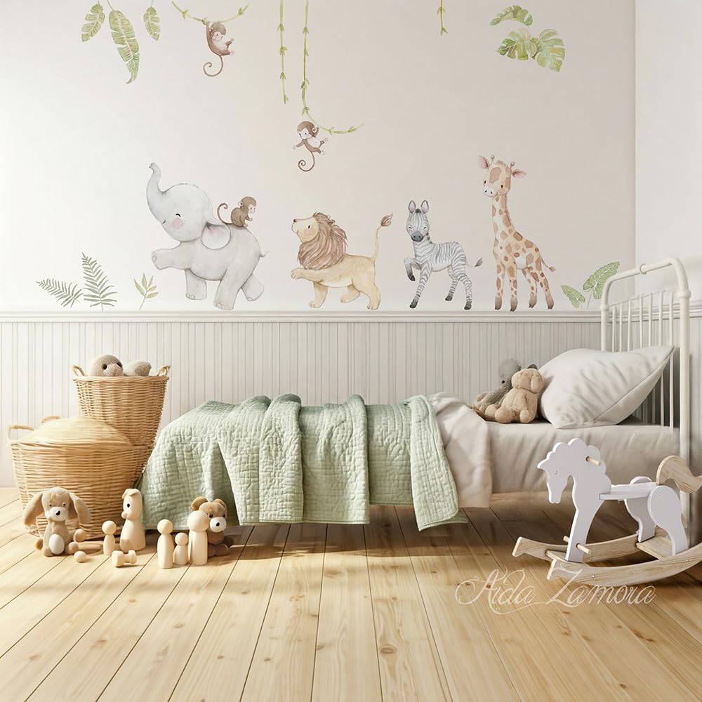 Vinilo infantil de Tela SAFARI, Pegatinas de Pared de Animales de Safari, Vinilo animales africanos.