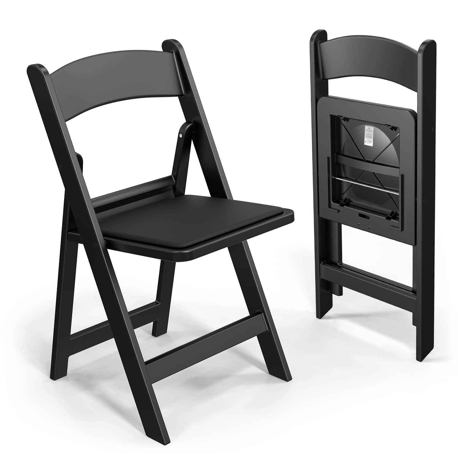 FCH Plastic Folding Chair with Padded Seat, Resin Foldable Chairs with Soft Cushion, Comfortable and Sturdy, Suitable for Indoor and Outdoor, Parties,