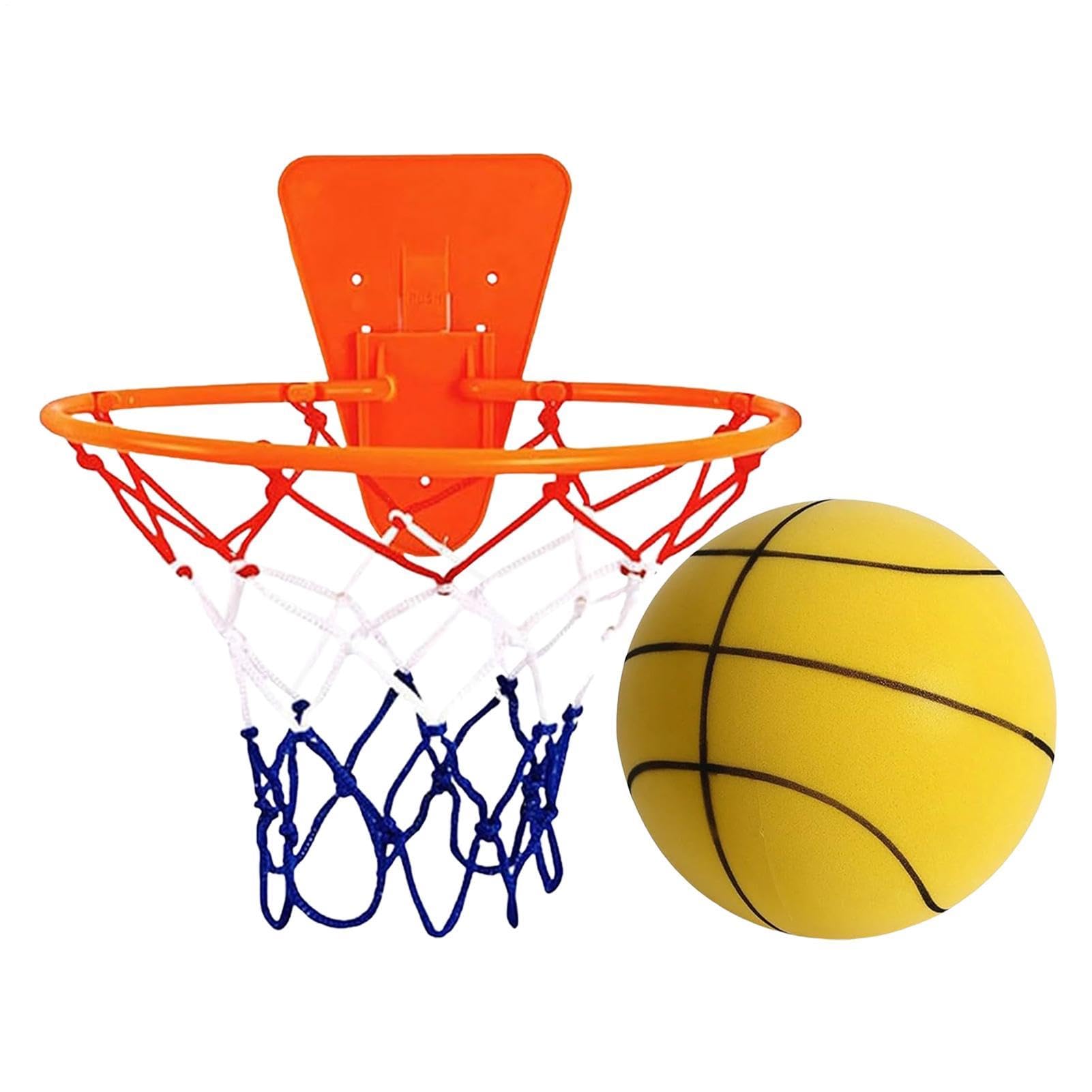 Silent Basketball And Hoop Set, Wall Mounted Mini Basketball Hoop With Soft No Noise Bounce Sport Ball For Quiet Dribbling And Indoor Training, Kids Adults Home Office Dorm Play Activities Games