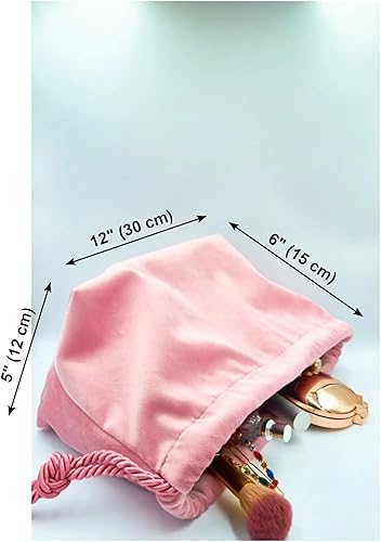 Miniatura 4 de SB SizinBazar Bolsa de maquillaje de terciopelo con cordón, Negro -, Bolso de maquillaje de terciopelo negro mediano