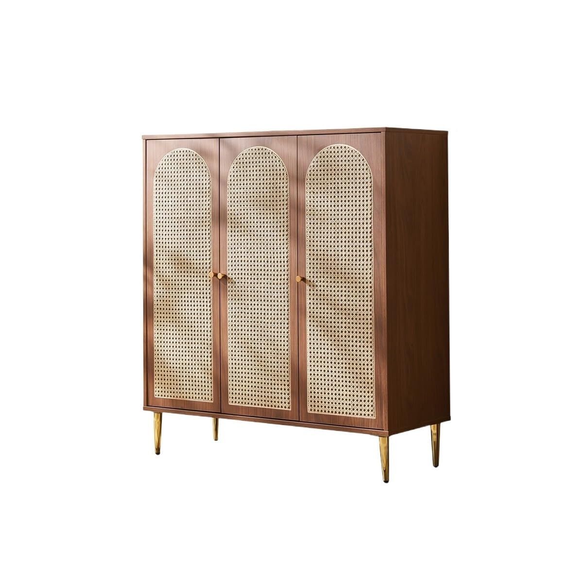 Sideboard Haushalts-Aufbewahrungsschrank Küche Massivholz-Sideboard Wohnzimmer-Eingangs-Schuhschrank Schwarz, Walnussfarbe Moderner Aufbewahrungsschrank,B 98 * 40 * 110cm