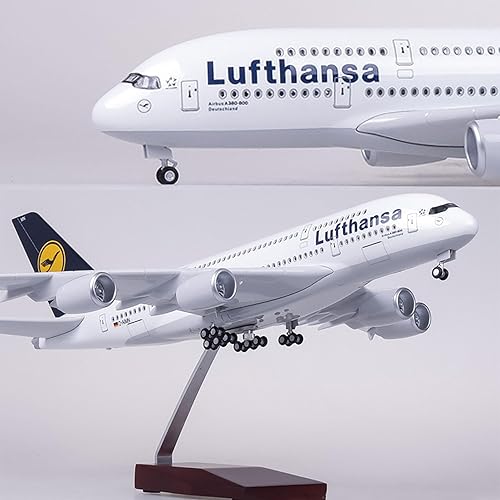 Vista 6 de 18.5" 1160 Scale Model Airplane Lufthansa A380 Model Jet Collectibles Resin Plane Models with Wheels Diecast for Collection Gift Ornament,Ordinary