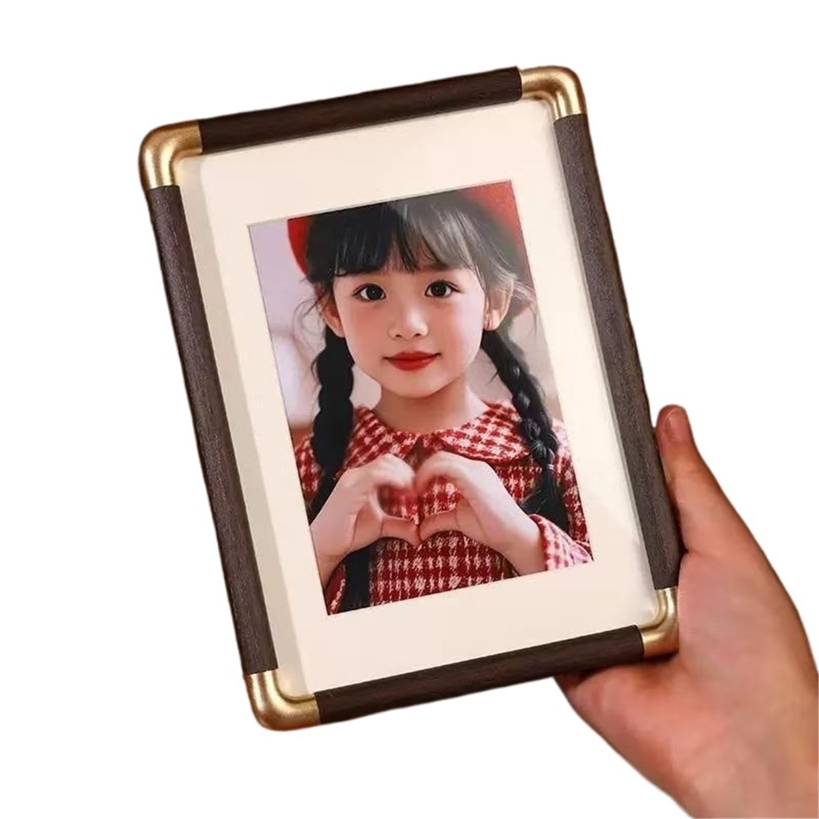 Copper Corner Solid Wood Texture Photo Frame Tabletop Decoration Washing Photos Made Into Albums Hanging For Photo And Picture(Black Walnut,6inches 10.2X15.2CM)