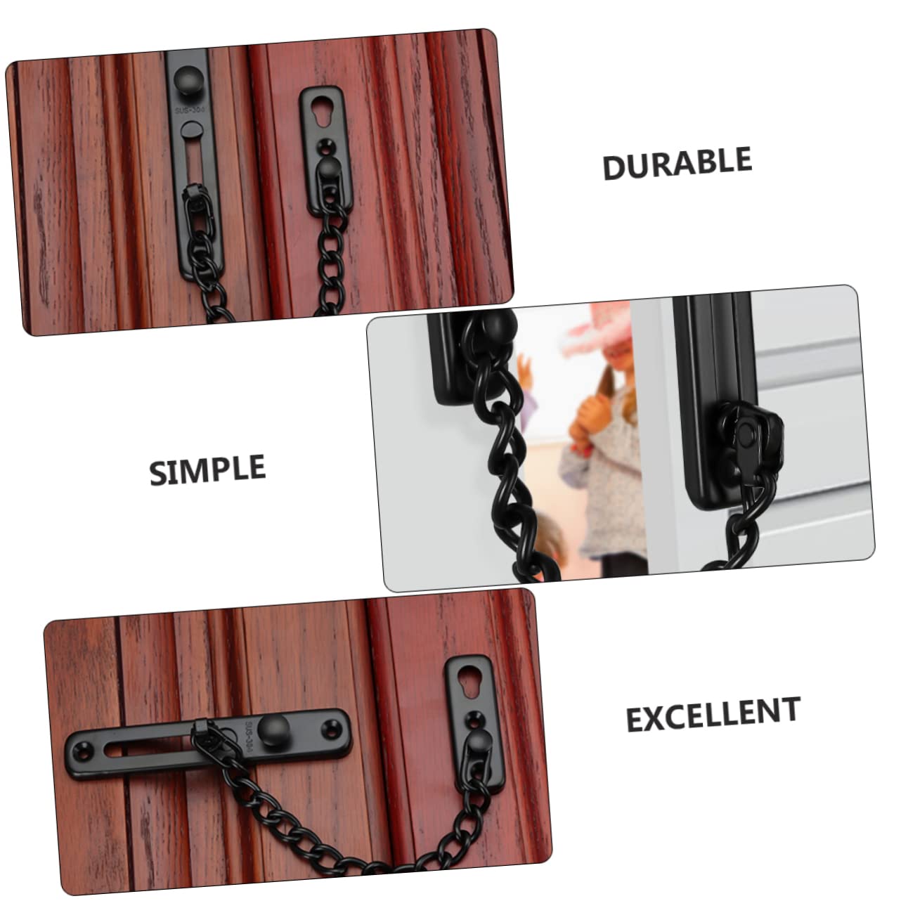 Balacoo 2Pcs Theft Door Chain Lock Easy Install Enhances Safety Ventilation