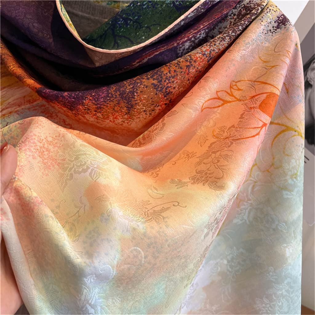 Foulard Vintage Femmes Plage Face Impression Longue écharpe en Soie Femmes Foulard Nouveau Foulard écharpe châle Foulard