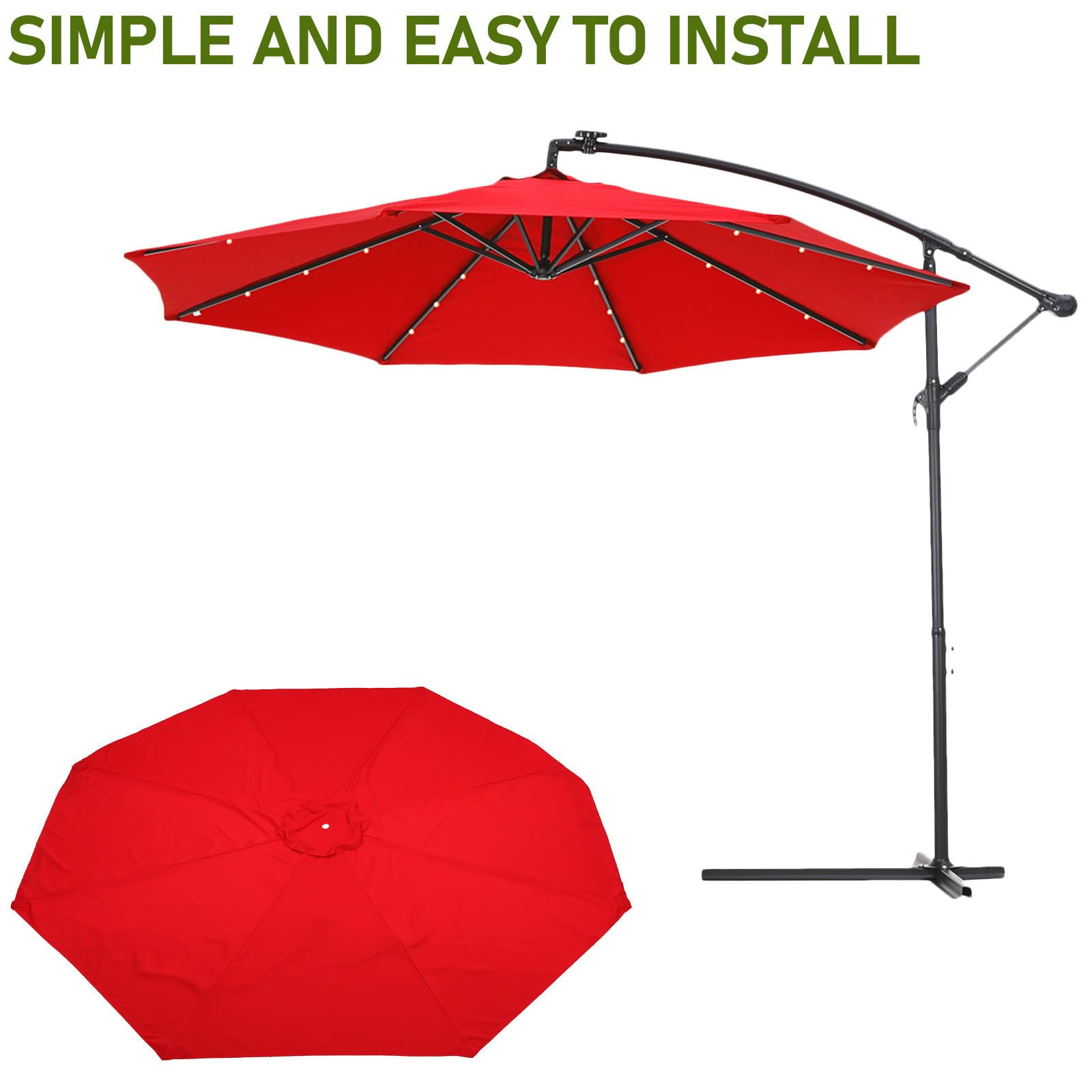 Sonnenschirmhülle aus Polyester für Terrasse mit Großem Regenschirmstoff Praktische 8 bone Abdeckung für Strand und Sommerferien Am Pool