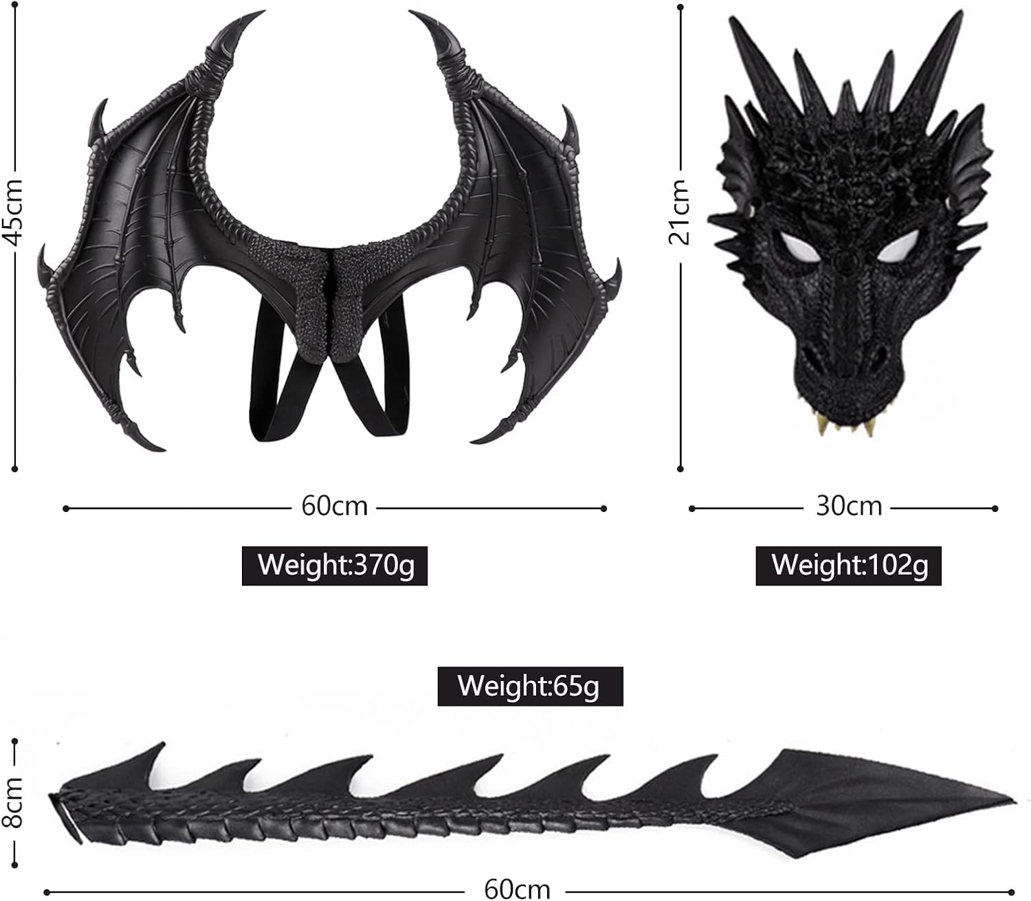 Nirvany Dragon Costume for Kids Boys Girls, Wing Tail Mask Set, Cosplay Halloween Costume - Image 2