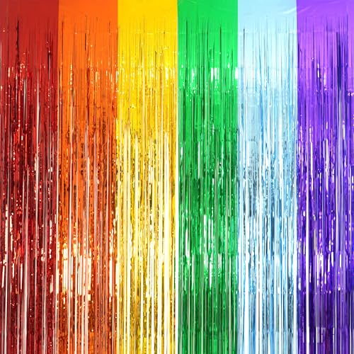 Rideau Métallique Arc en Ciel - GREATRIL Serpentins Rideau Frange Photobooth Anniversaire...