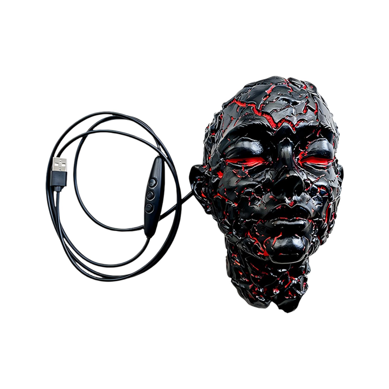 Elnwnnkc Halloween Party LED Wall Light Decoration Resin Cracked Face Gothic Lamp Ornament Party Supplies Resin Sculpture LED Cracked Face Light for Gothic Halloween Decoration Wall Lamp for Bedroom