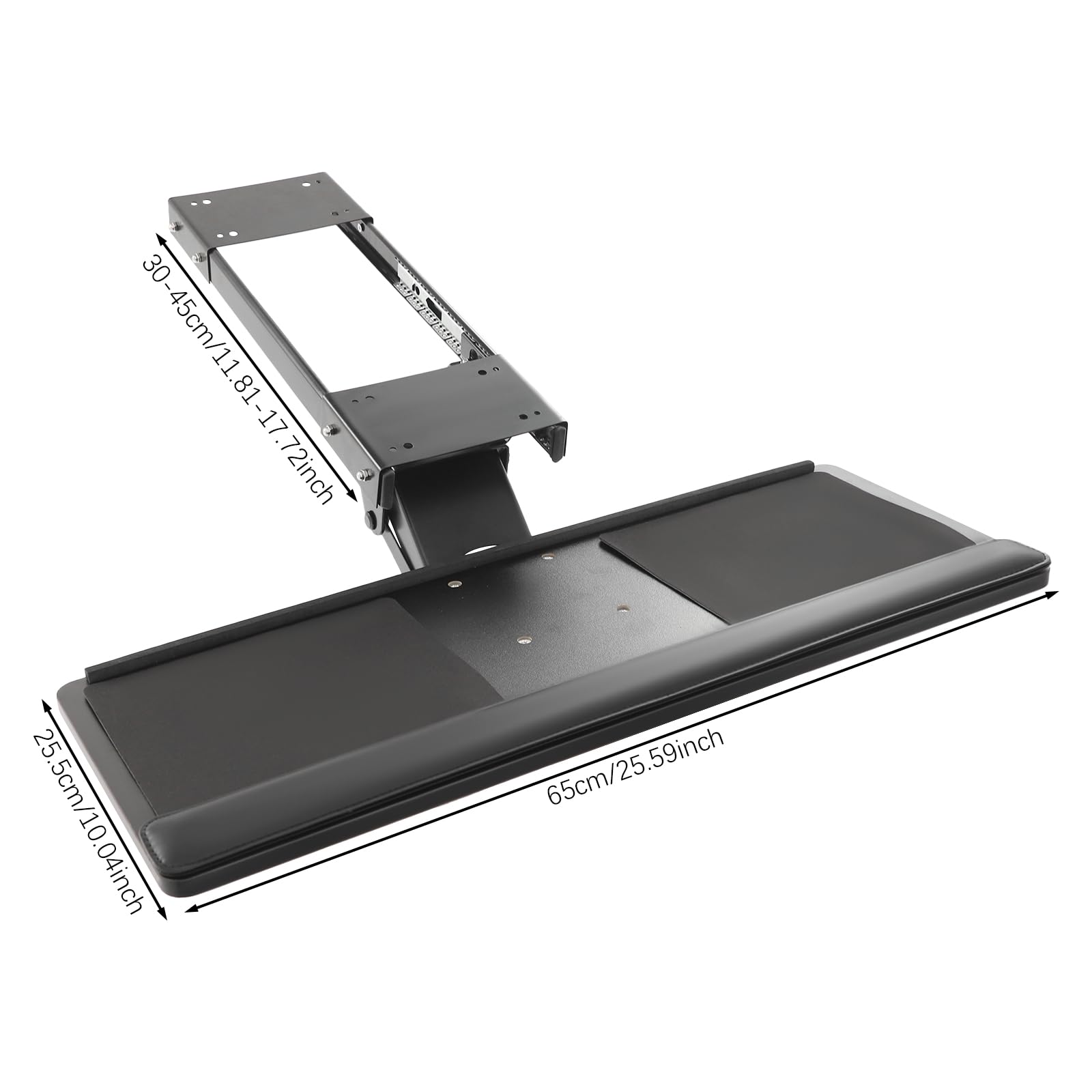 Supporto per tastiera e mouse per scrivania, altezza regolabile 360°, rotazione e inclinazione, portata 25 kg, per posizione di lavoro ergonomica, ufficio, casa, ufficio, casa, ufficio, 65 x 25 cm