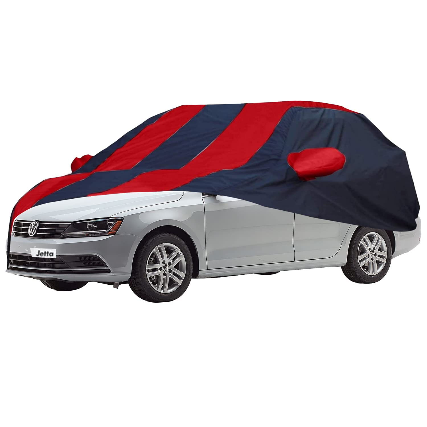 Allextreme VJE5006 Car Body Cover Compatible with Volkswagen Jetta Custom Fit Dustproof UV Heat Resistant Indoor Outdoor Body Protection (Black & White with Mirror)