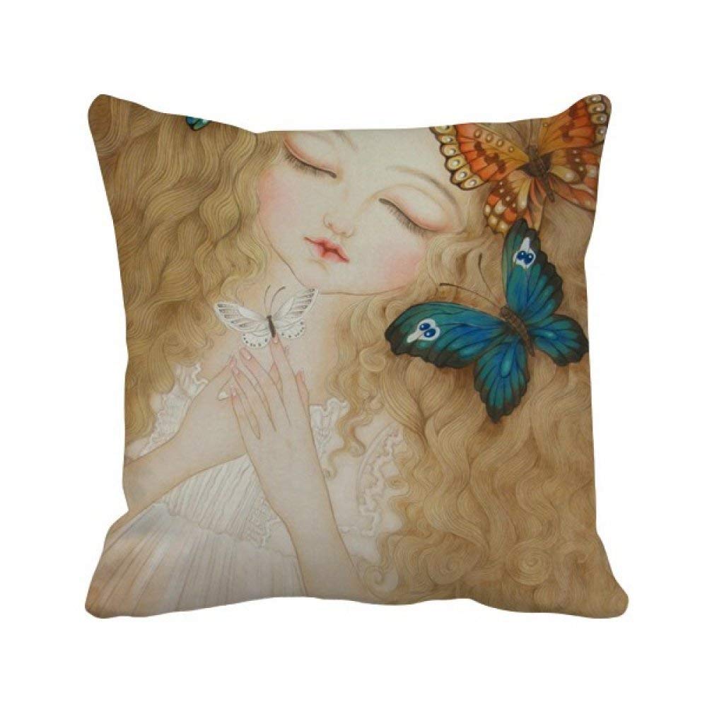 Coussin carré en polyester à motif papillons pour décoration de salon