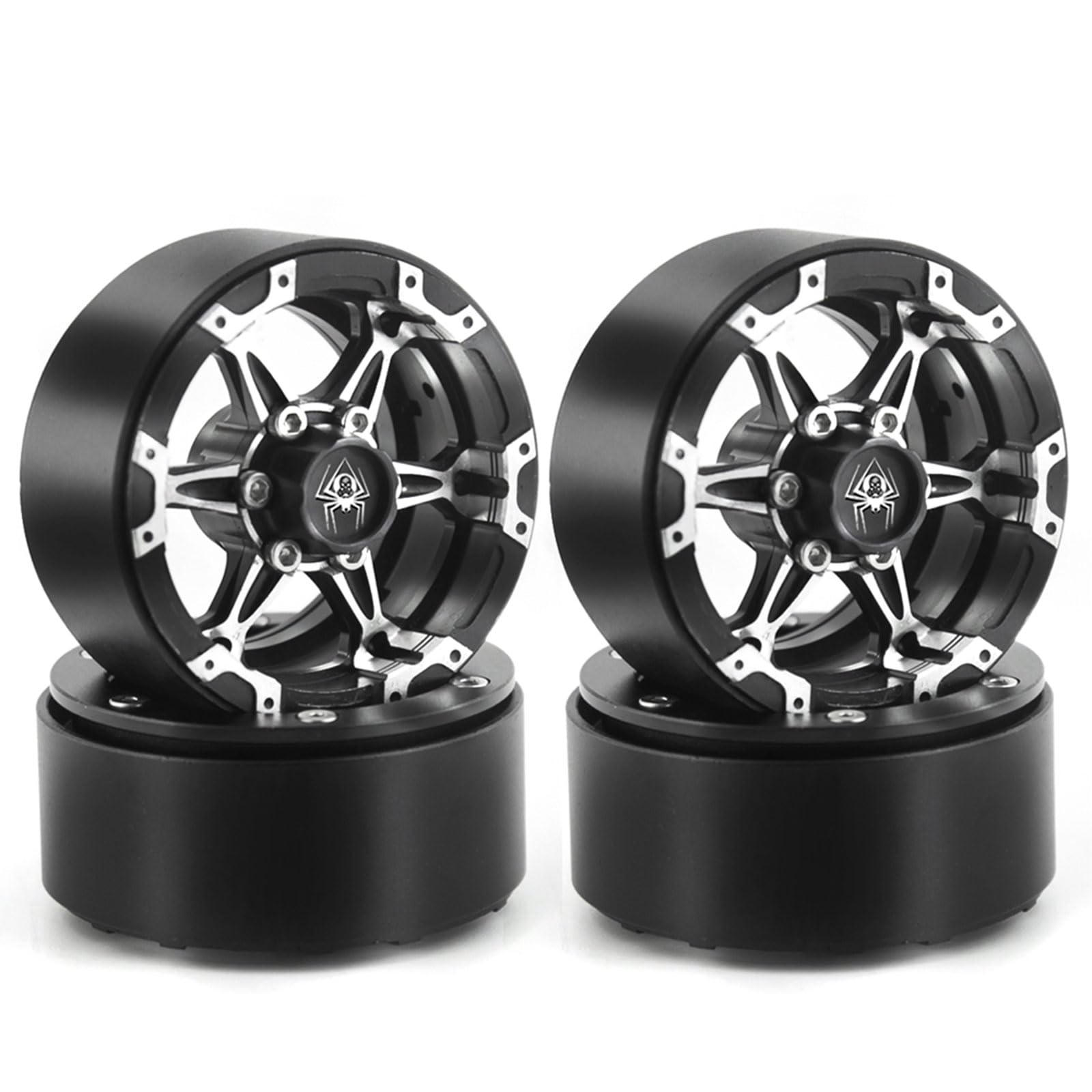 4 pièces moyeu de Roue 1, 9 ' ' Jantes de Roue en métal Beadlock avec 6 Rayons pour Voiture télécommandée Jouet 1/10 modèle Accessoires sur chenilles moyeux pour chenilles