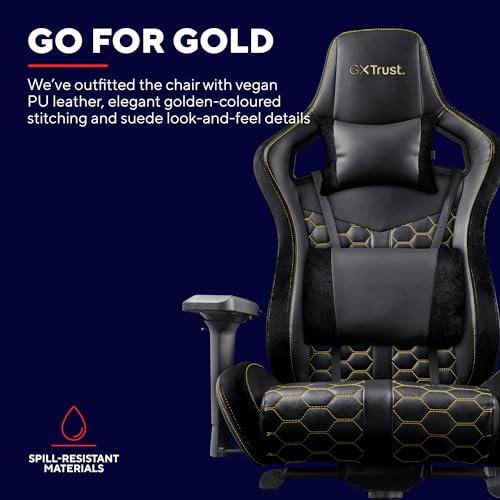 Sedia da Gaming GXT 712 Resto Pro - Sedia Ufficio Ergonomica, Particolarmente Comoda, Comodo Cuscino Zona Lombare e Collo, Postazione Gaming, PC/Computer - Nero - Sedia gaming - Immagine 5