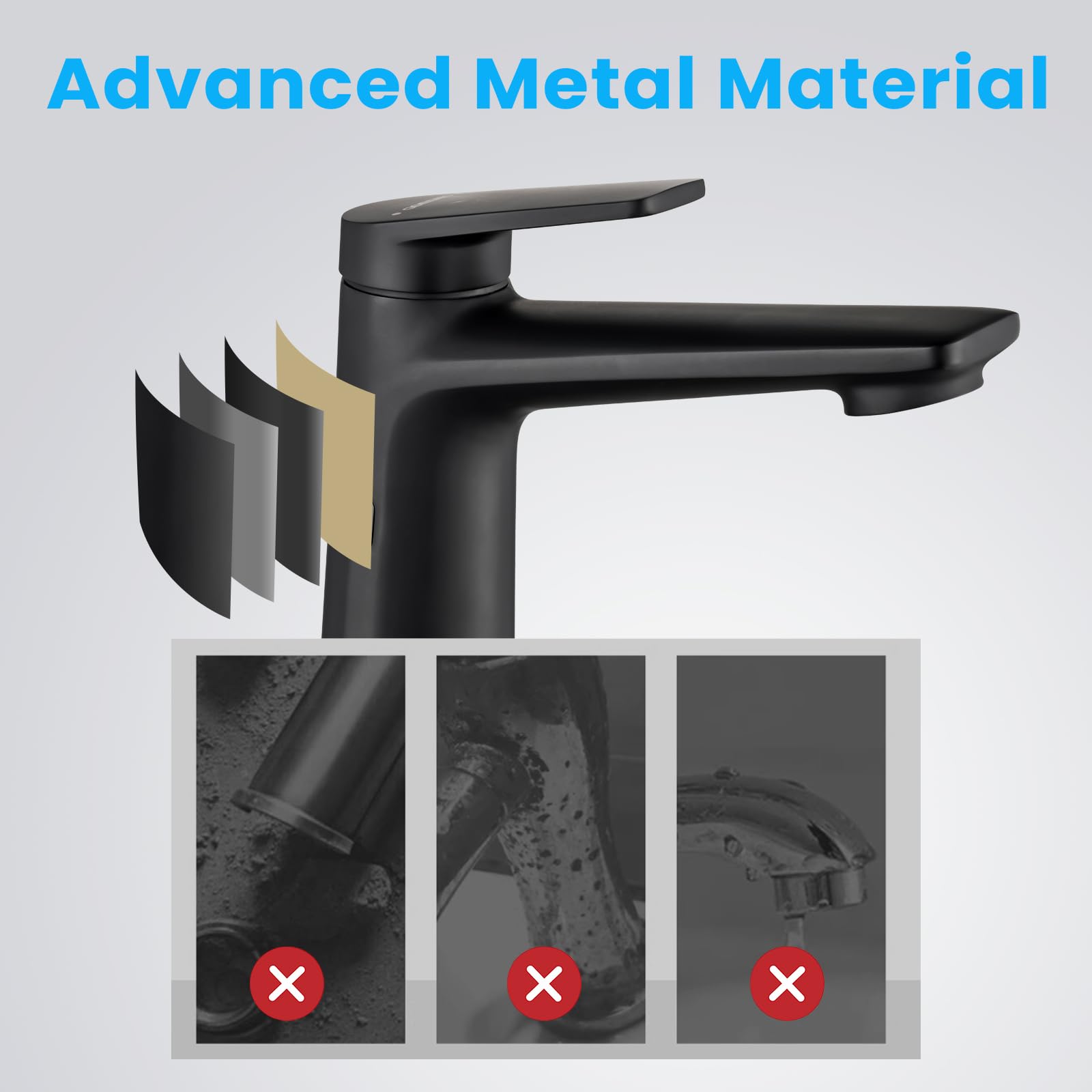 GOESMO Touchless Smart Bathroom Faucet for 1 or 3 Holes, Automatic Sensor Faucet 1 Handle, Adjustable Cold & Hot Temperature & Water Flow, Short & Long Instruction Modes, Metal Matte Black Bath Faucet