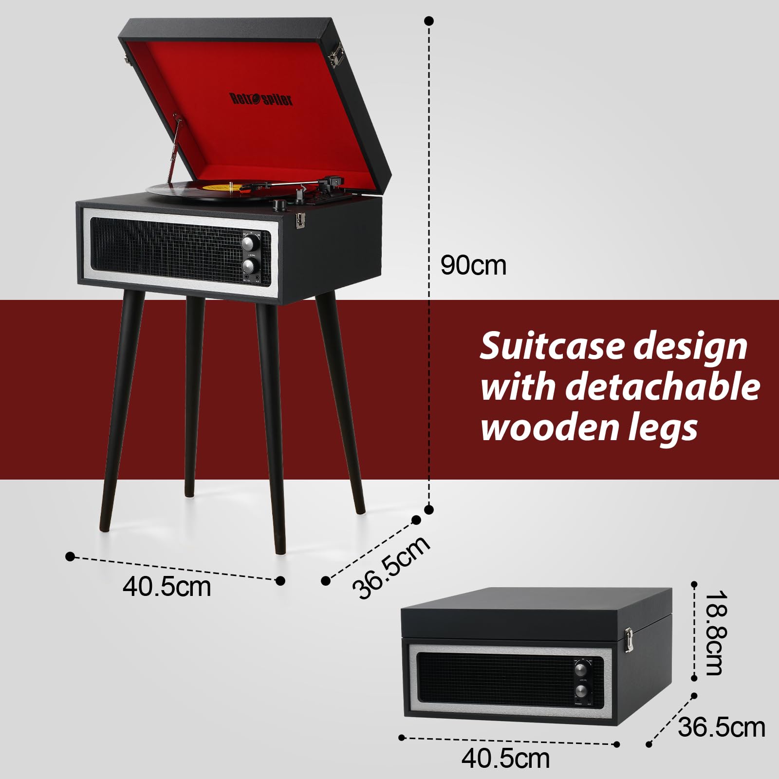 Platenspeler Bluetooth en USB met Ingebouwde Speakers - Fenton RP115B - Retro - Houtlook