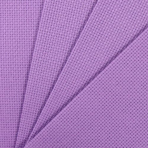Image of KCS 4 /6 pc of 12 inch x 18 inch 30cmx45cm 16CT Counted Cotton Aida Cloth Cross Stitch Fabric (Lavender, 4 pc)