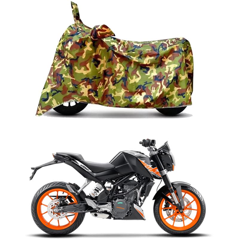 Image of Waterproof 100% PVC Coated Full Bike Scooty Two Wheeler Body Cover Compatible for KTM 200 Duke /UV-Rays /Heat Protection /Birds Dropping /Scratchproof /Dust Proof /All Varients[6X6 Jungle Print]