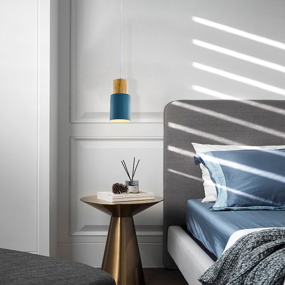 Lampy sufitowe do sypialni Nordic Fixture Kolorowe oświetlenie Drewniane lampki nocne wiszące do kuchni wyspa sypialnia jadalnia (7,87 cala)