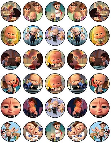 30 x Edible Cupcake Toppers Themed of Baby Boss Collection of Edible Cake Decorations | Uncut Edible on Wafer Sheet