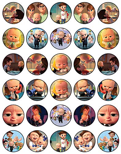 30 x Edible Cupcake Toppers Themed of Baby Boss Collection of Edible Cake Decorations | Uncut Edible on Wafer Sheet