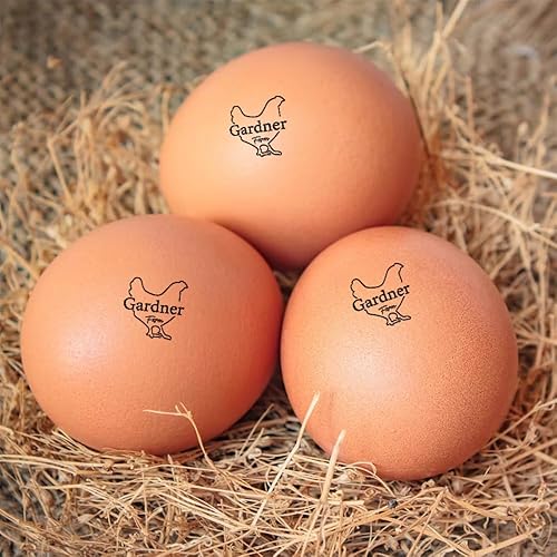Miniatura 9 de CALLIE Sellos de huevos para huevos frescos personalizados con caja de metal, 4 opciones de color, sello de huevo personalizado con silueta de pollo