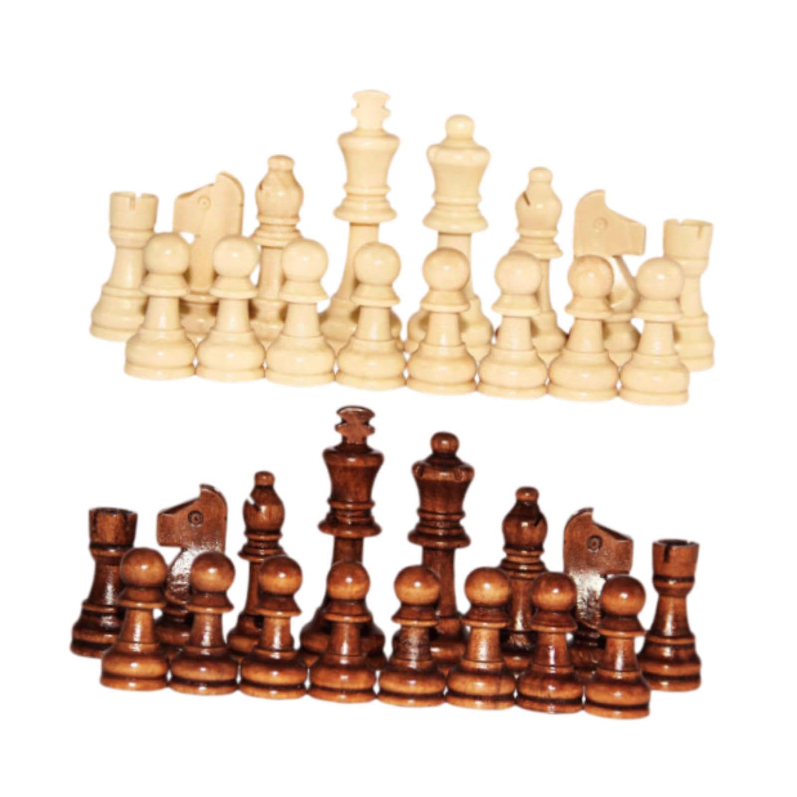 Oshhni 32 Pièces Jeu d'Échecs Portable en Bois Naturel, Ensemble Complet de Pions d'Échecs pour Débutants et Professionnels, Jeu de Société pour Famille et Voyage (2,2 Pouces, Échiquier Non Inclus)