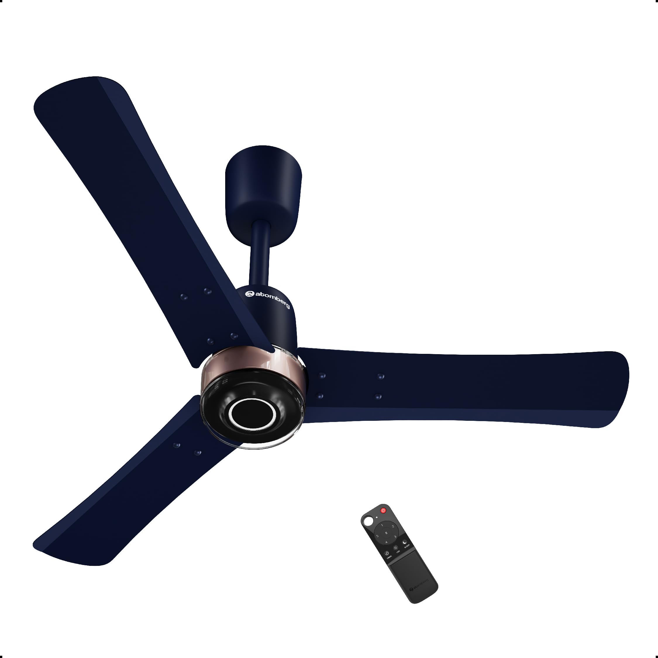 atomberg Renesa Elite Smart 900mm BLDC Ceiling Fan with Remote Control | BEE 5 star | High Air Delivery with Moonbeam LED Light | New Sleek Design | Newly Launched | 5 Year Warranty | Ritz Blue