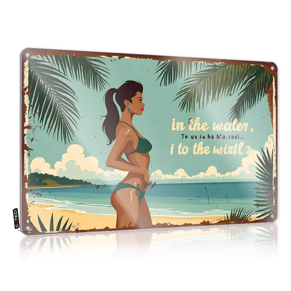 Fzfn Colour Sign Accessory Cool Beachside Bliss: A Tropical Escape With Palm Trees And Serenity For Porch - Home Gym Decor Customizable(20X30cm)