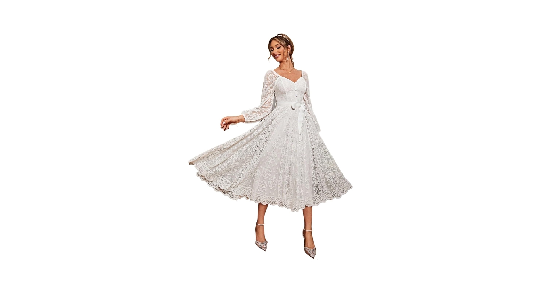【美品】Winter Lace Belted Long Dress ネイビー Winter Lace Belted Long Dress | ♡herliptoこれくしょん♡