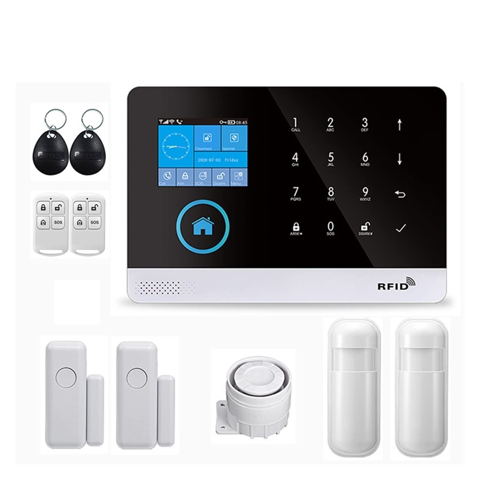 Alarma Inteligente, de alarma seguridad for el hogar inalámbrico GSM for la aplicación Tuya con Detector Sensor movimiento Compatible(B)