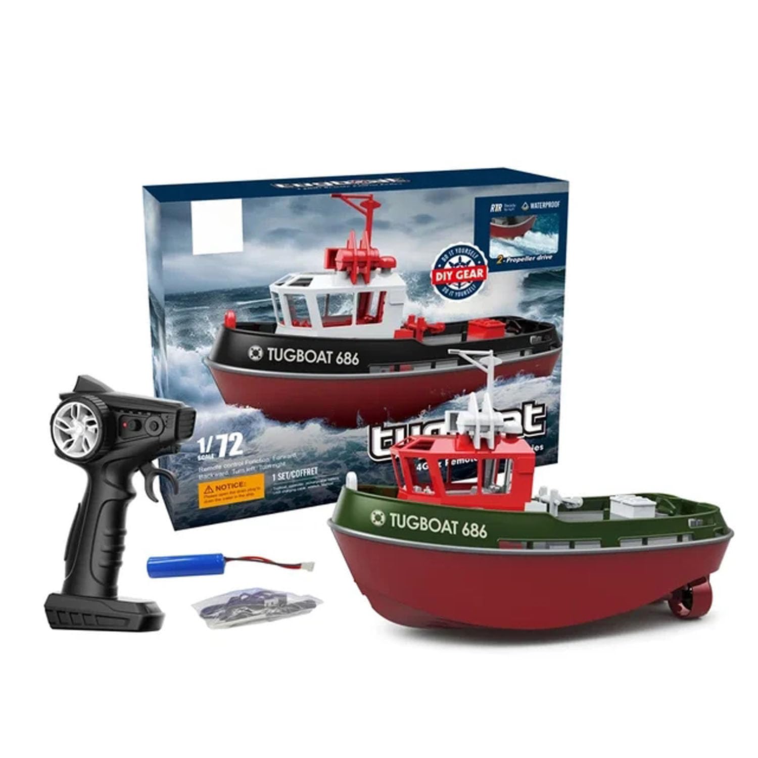wheelfun Heng Long 1/72 RC Tugboat 2.4G Long Range Wireless Remote Control Tugboat Model Adult Hobby