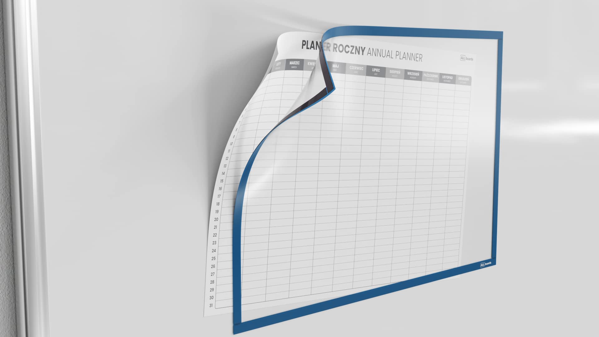 ALLboards Magnetic Document Frame A3 Blue, Clear Document Poster Holder for Metallic Surfaces, Magnetic Document Sleeve