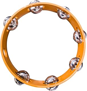 AOKO 10 INCH Fiber Hand Tambourine with Head | Lightweight Handheld Percussion Instrument for Kids | Music Practice |