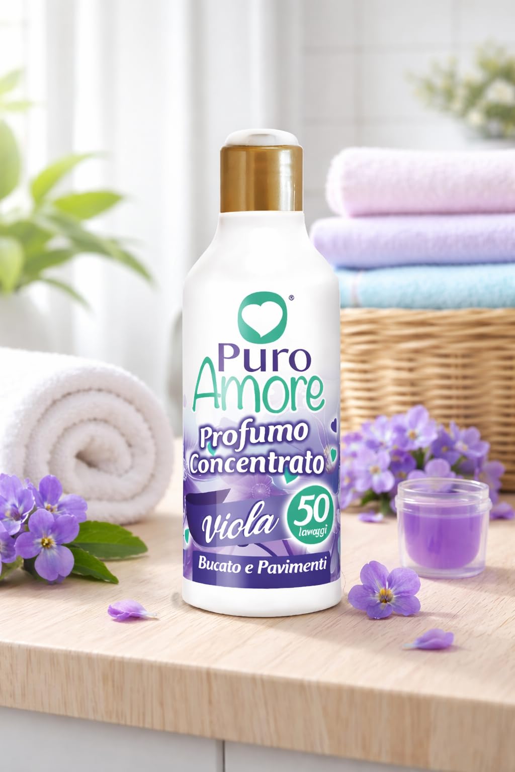 4x Puro Amore Profumo Concentrato per Bucato e Pavimenti – Fragranze Blu, Oro, Rosa e Viola – Essenza Intensa e Persistente, fino a 50 Lavaggi per Flacone