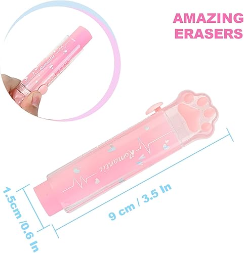 Miniatura 13 de Borrador de lápiz retráctil, lindos borradores, borrador de pata de gato, adecuado para suministros de oficina en casa y escuela, 4