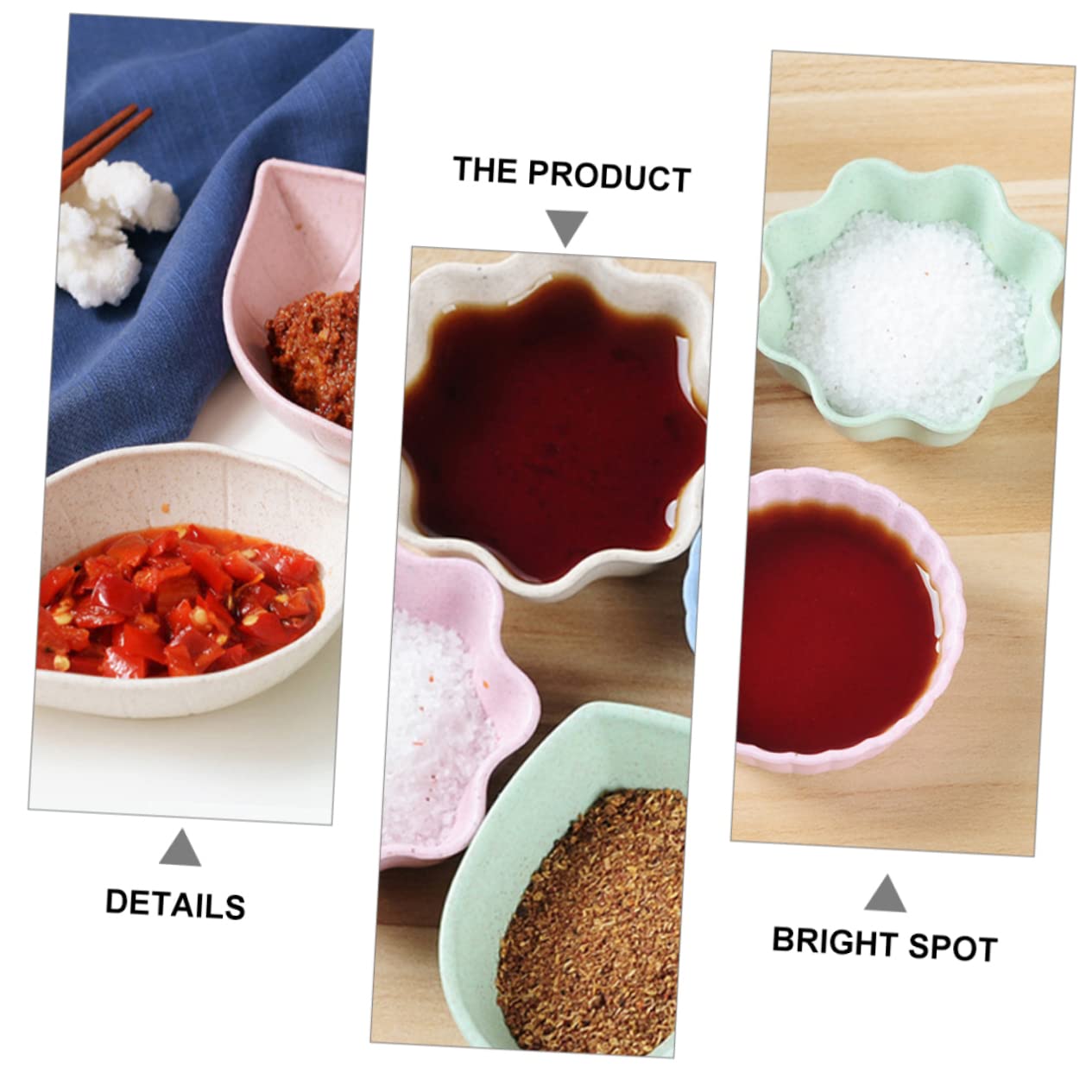 Cabilock Material Sauce Dish Multi Shape Seasoning Saucer Seasoning Dish Condiment Bowl for Snacks