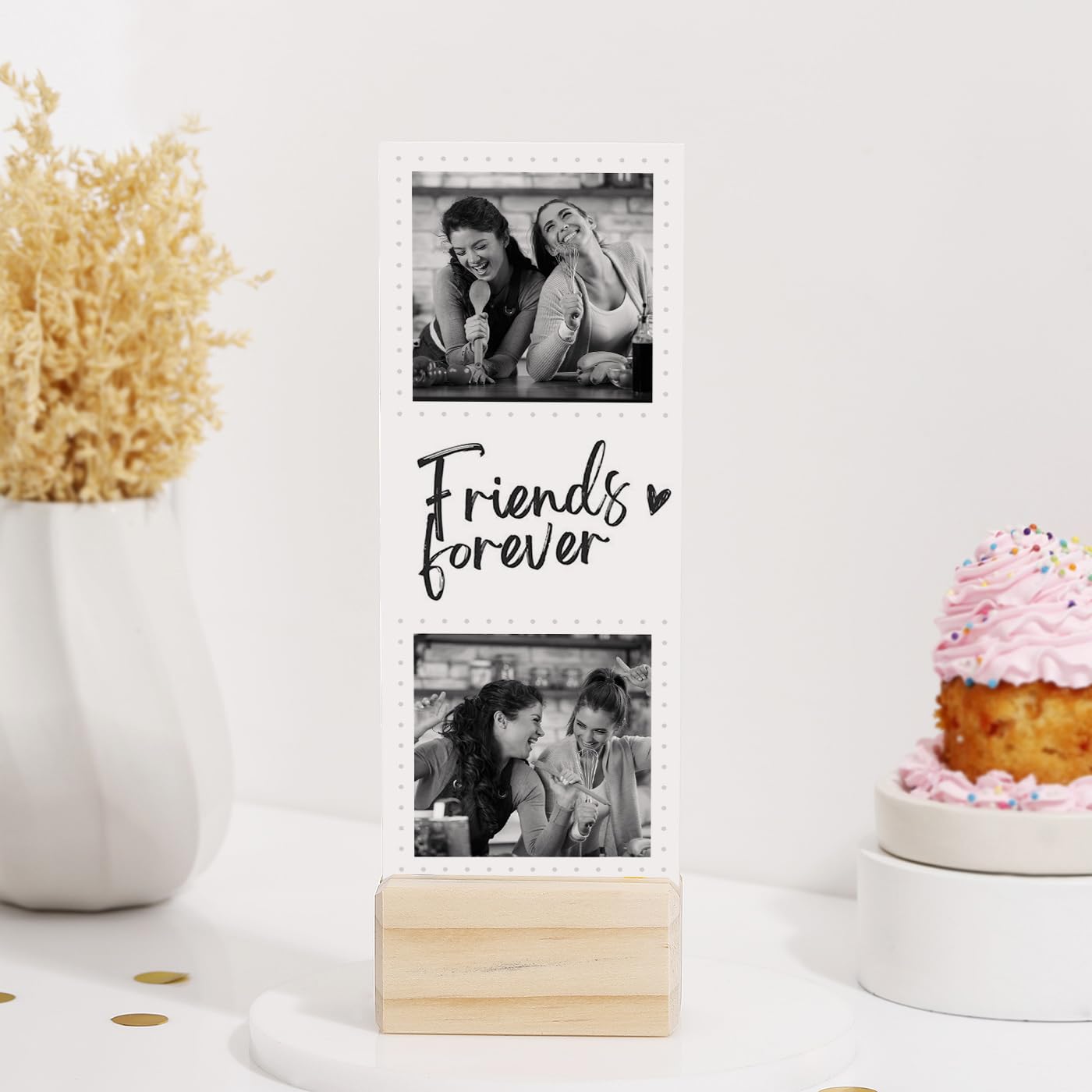 IGP Personalized Friends Forever Acrylic Photo Stand - Custom Best Friend Picture Frame with Wooden Base-image-29