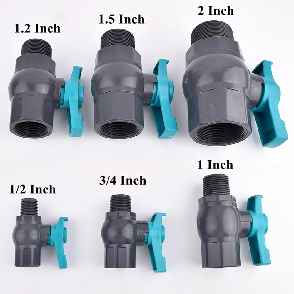 1 szt. Zawór kulowy z PVC, gwint żeński męski 1/2"~2" - zawór sterujący przepływem wody do systemów nawadniających, instalacji wodno-kanalizacyjnych, akwariów i zbiorników rybnych(50mm-1.5 Inch)