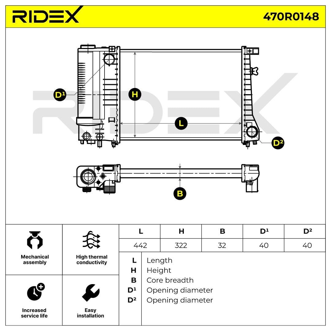 RIDEX 470R0148 Radiatore motore Compatibilità con BMW 3 Sedan E36 Benzina
