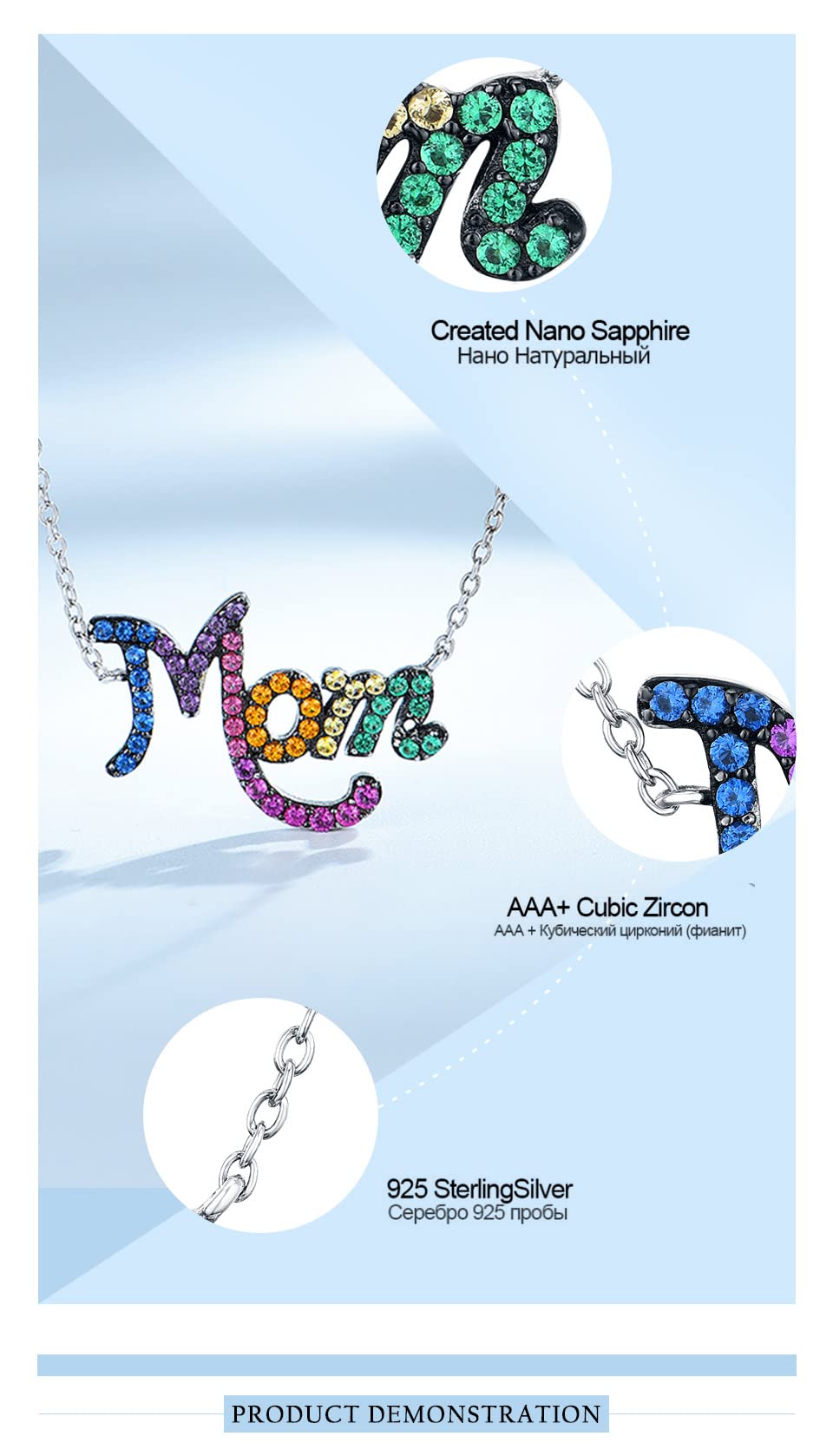 Collares Elegantes Colgantes Joyería De Plata Esterlina 925 Carácter Creado Mamá Collar Boda para Mamá Regalo con Cadena