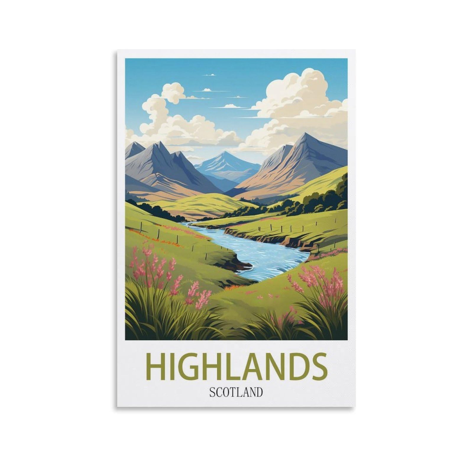 EZMLFA 5D Diamond Art Kits for Beginner,Highlands Scotland,Beginners,DIY Full Round Drill Diamond Dot Gem Art Kits for Adults,Crafts for Decor 30x40cm