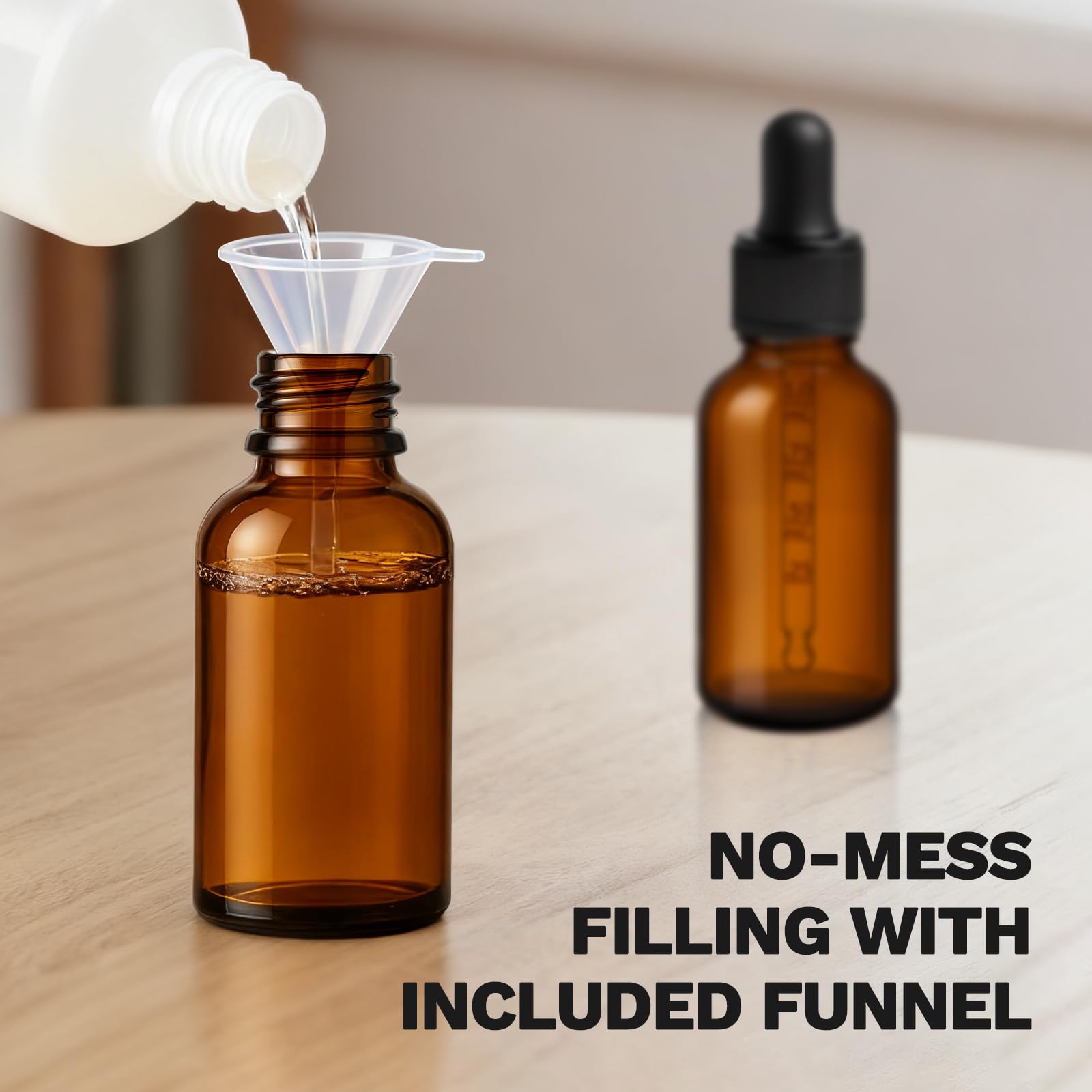 Bumobum Tropfflaschen für ätherische Öle, 100 Stück, 30 ml, bernsteinfarbene Glas-Tropfflaschen mit Pipette, 10 Trichter und 10 lange Pipetten, leere Tinkturflaschen für Reisen, Heimgebrauch